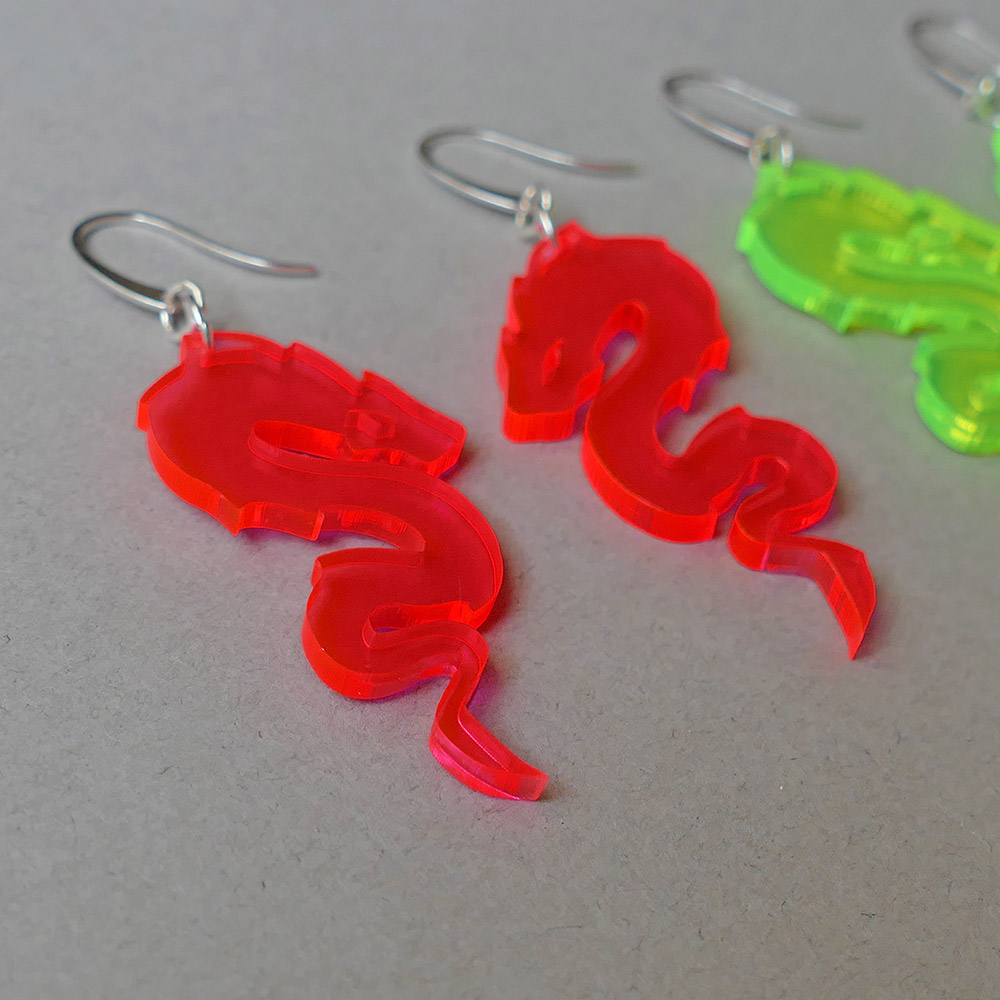 Red dragon earrings store